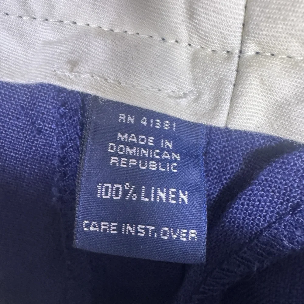 Polo Ralph Lauren Pants Mens 36x32 100% Linen Pleated Cuff Dress Trouser Vintage